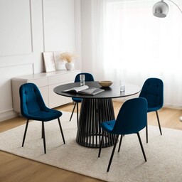 Stół Okrągły 120CM czarny YY5940 + 4 Krzesła