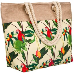Wzorzysta torba plażowa shopper wzór morski, jasnożółty