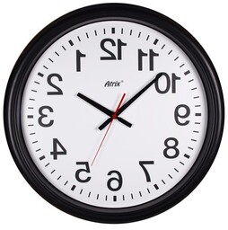 Duży zegar chodzący do tyłu lustro czarny/50cm