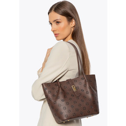 Damski kuferek z ekoskóry z tłoczoną sygnaturą duży