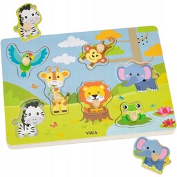 Viga Puzzle Dźwiękowe Dopasuj Zwierzęta Egzotyczne