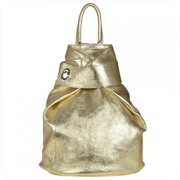 Zgrabny plecak skórzany damski złoty metaliczny