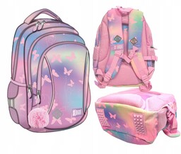 Plecak szkolny młodzieżowy 3 komory Motyle Pink Butterflies