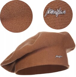 Brrązowy Beret Klasyczny Damski Elegancki Zimowy Produkt Polski