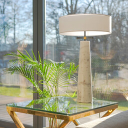 LAMPA STOŁOWA Bow, podstawa z naturalnego marmuru, biały,
