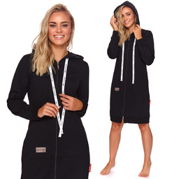 Szlafrok damski z kapturem DOCTOR NAP 4136 black