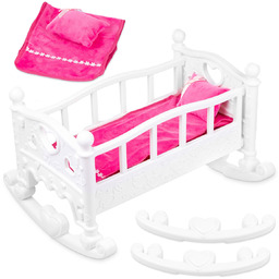 Kinderplay Łóżeczko Dla Lalki Kołyska Pościel Duża 45Cm