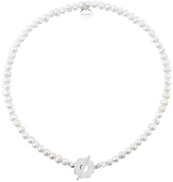 Choker perłowy z zapięciem kwiatem elegancki naszyjnik
