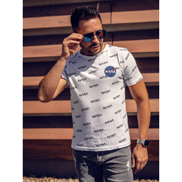 Biały t-shirt męski z nadrukiem Denley 14950A