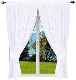 Firana gotowa gładka 230x400 firany białe z tasiemką