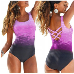 Strój Kąpielowy Monokini Boho Fioletowy Kostium Na Basen