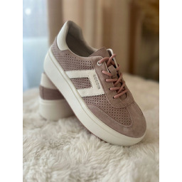 Pudrowy róż sneakersy damskie SKÓRZANE goodin
