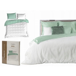 Eurofirany Pościel 160x200 Bawełna Satynowa Dwustronna Nova biały+mięta