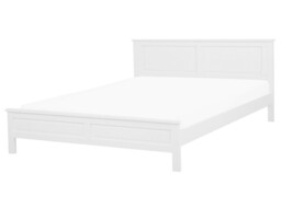 Beliani Drewniane łóżko stelaż 160x200 białe