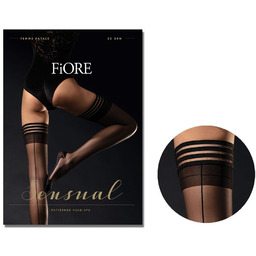 Pończochy Samonośne Ze Szwem Fiore 20 Den Black
