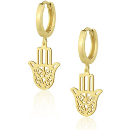 Kolczyki Ręka Fatimy srebrne pozłacane