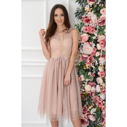 Sukienka midi tiulowa z kokardką brudny róż Damari