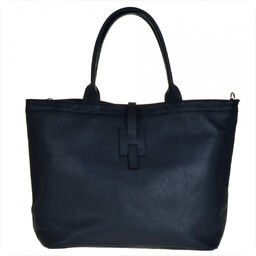 Torba shopper granatowa pojemna skórzana XL
