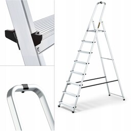 Drabina aluminiowa domowa jednostronna 8 stopniowa Drabest Hak