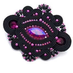 Pakamera Broszka sutasz fuksjowo czarna Loria klasyczna wieczorowa