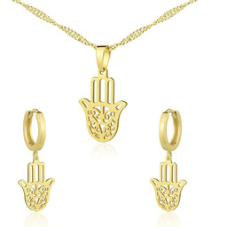 Komplet biżuterii Ręka Fatimy srebrny pozłacany