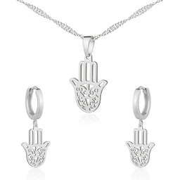 Komplet biżuterii Ręka Fatimy srebrny