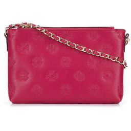 Damska listonoszka skórzana trzykomorowa w monogram różowa