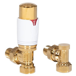 Zestaw zaworów kątowych termostatycznych do grzejnika złoty
