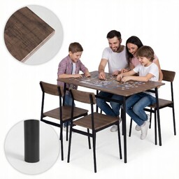 Nowoczesny Stół 4 Krzesła Zestaw Mebli Jadalnia Loft