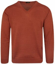Sweter Pomarańczowy, Dekolt w Serek (V-neck), Męski -