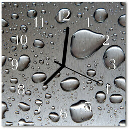 Zegar szklany kwadratowy Krople