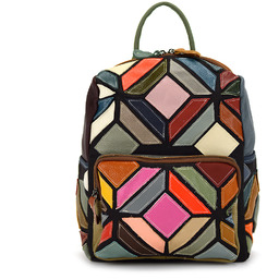 Wzorzysty damski plecak skórzany z wzorem mozaiki