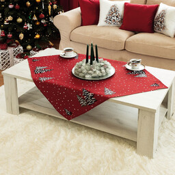 Markizeta Obrus serweta świąteczna 85x85 003 czerwona Śnieżna