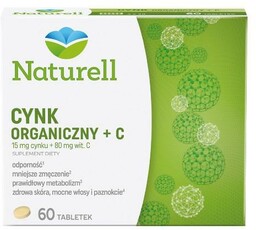 NATURELL Cynk organiczny +C, 60 tabletek