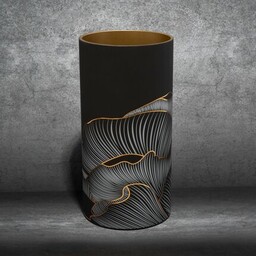 LIMITED COLLECTION Wazon PEONIA czarno-złoty ze szkła artystycznego