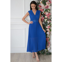 Sukienka midi plisowana z paskiem kobalt Vilonia