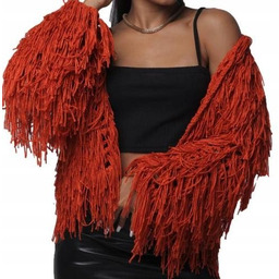 Sweter Damski Sweterek Kardigan Z Frędzlami Wiosna Jesień