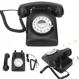 Retro Telefon Stacjonarny Mechaniczny Dzwonek Czarny MS-301B