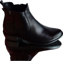 BnW czarne skórzane BOTKI szerokie w kostce