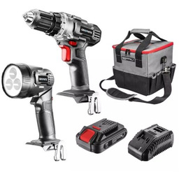 Graphite Zestaw narzędzi akumulatorowych wiertarko-wkrętarka, latarka, torba, akumulator