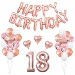 ZESTAW BALONÓW HAPPY BIRTHDAY OSIEMNASTKA 18 BALONY DEKORACJE