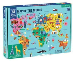 Puzzle Mapa Świata z elementami w kształcie budynków
