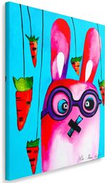 Obraz na płótnie, Różowy króliczek w okularach 40x60