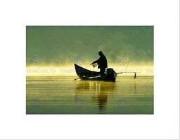 Wee Blue Coo Rybak Wędkarstwo Jezioro Zielony Żółty