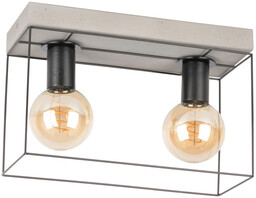 Betonowa Lampa Sufitowa Gretter 2xE27 Max.60W Szary Beton/Czarny