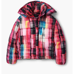 Pikowany płaszcz w kratę