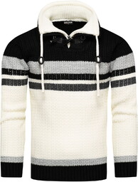 Gruby męski sweter w norweskim stylu z wywijanym