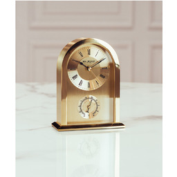 ZEGAR STOJĄCY złoty metalowy z termometrem klasyczny