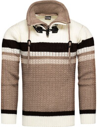 Gruby męski sweter w norweskim stylu z wywijanym