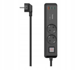 Listwa zasilająca Hama 2 gniazda, 2x Usb-c, Usb,